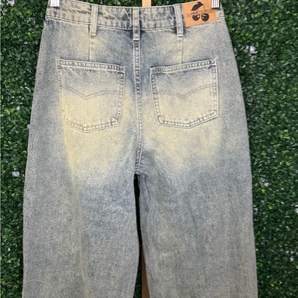 White Fox Willow Mid-Rise Wide Leg Jeans in Sand NWOT